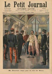 Paul Doumer, Indokiinan kenraalikuvernööri, jonka Siamin kuningas Chulalongkorn vastaanotti Bangkokissa nimellä Rama V, etukannen kuva Le Petit Journalista, Supplement Illustre, 7. toukokuuta 1899 (väri)